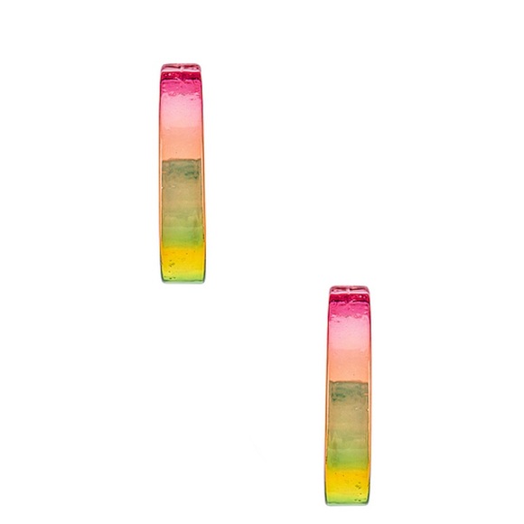 NWT Rainbow Hoop Earrings - Picture 2 of 4